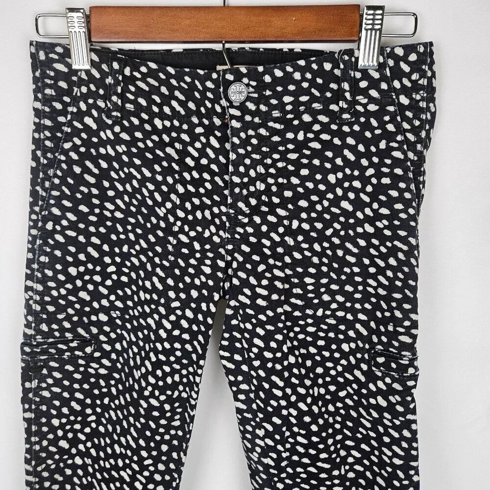 Tory Burch Walker Jeans Pants Size 25 Dotted Pony Print Denim Stretch Ankle‎